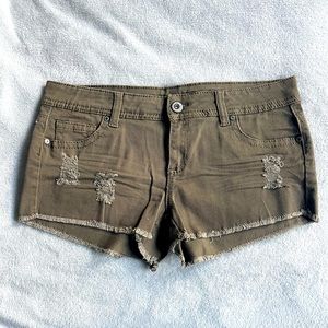 Frayed Olive shorts